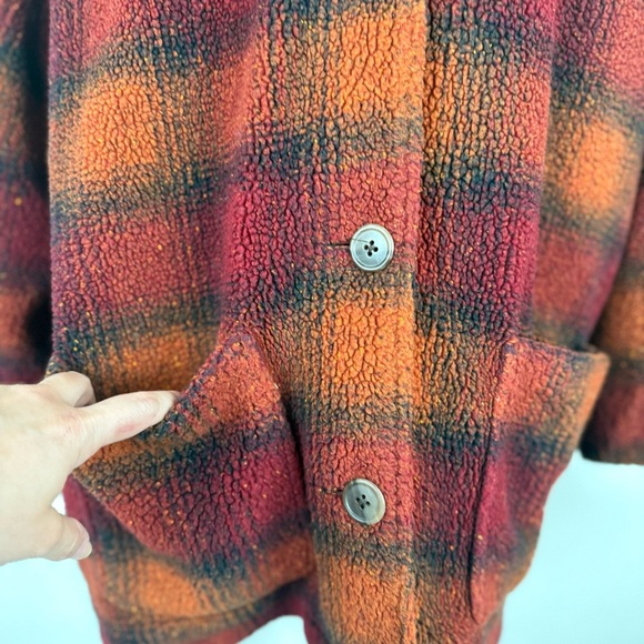 Vintage Eddie Bauer Women’s Petite XL Plaid Sherpa Jacket 90s Grunge Canada - Picture 3 of 13